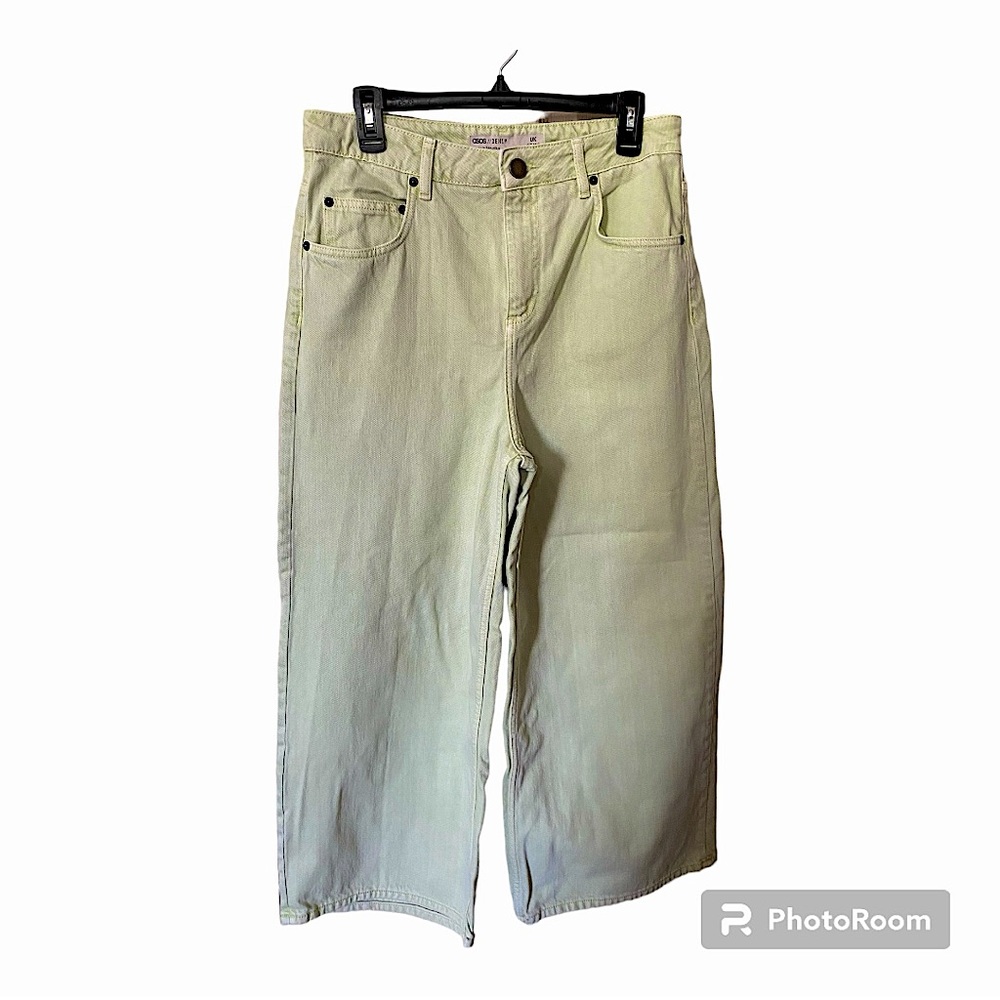 ASOS Women’s Wide Leg Jeans Size 6 Pale Green High Waisted